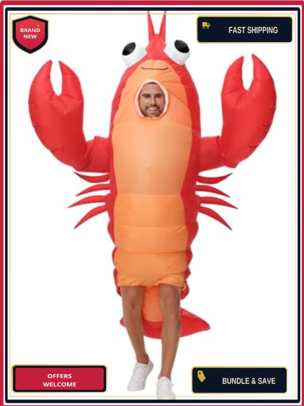 Inflatable Lobster Costume Adult Funny Halloween Blow Up Cosplay Party Suit